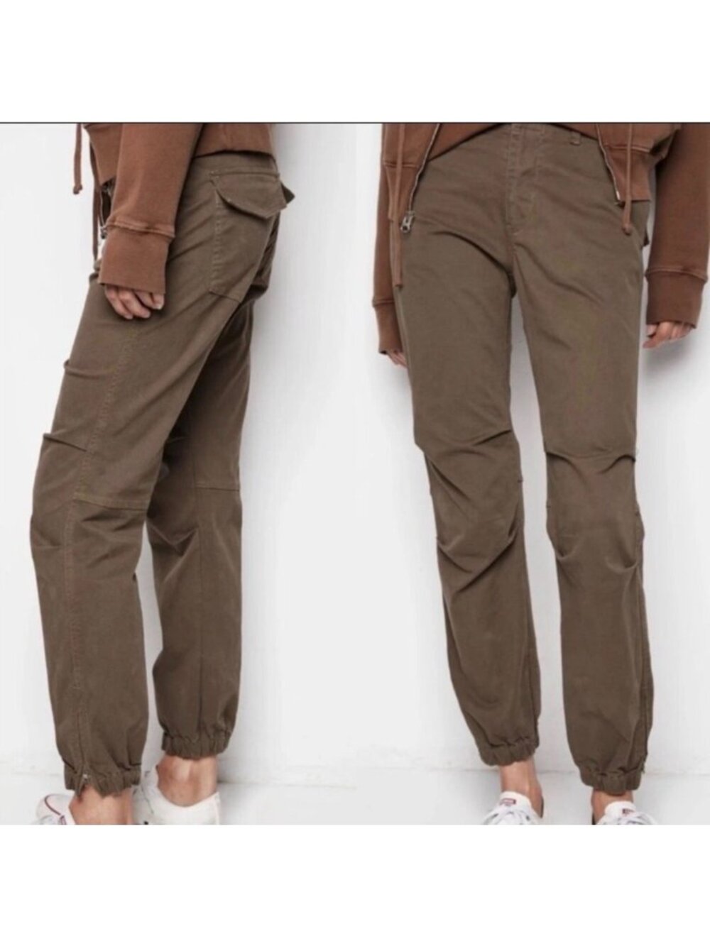 Nili Lotan Women French Military Pants Size 2 Brown Zip Cuffs Utility Casual USA